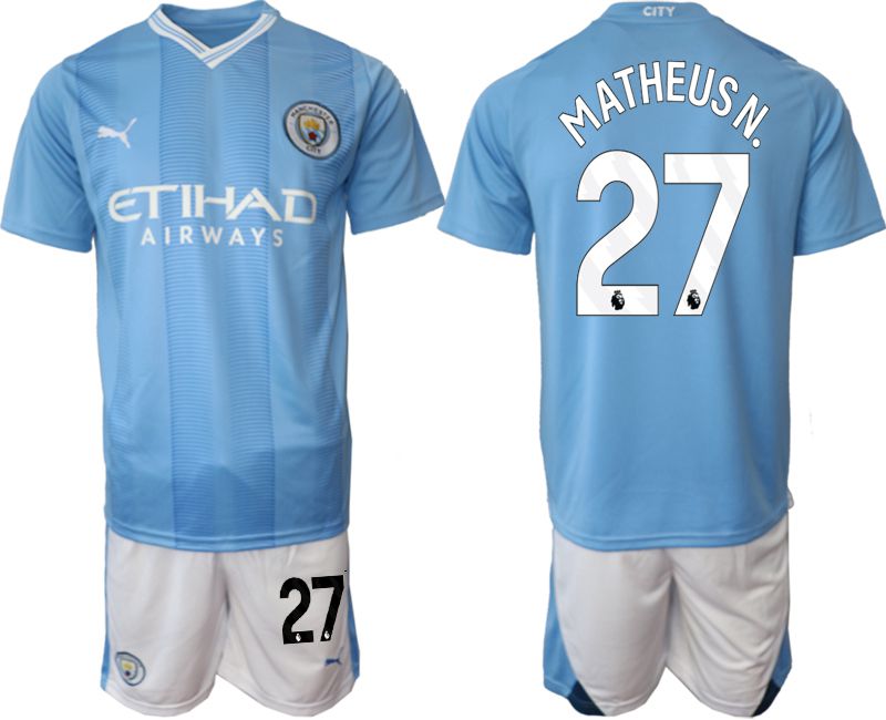 Men 2023-2024 Club Manchester City home Light blue #27 Soccer Jersey
